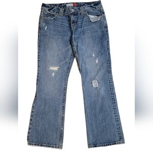 Aeropostale Chelsea Skinny Bootcut Distressed Patched Jeans Size‎ 11/12 Short